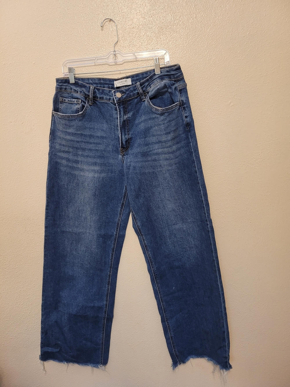 Loveivet by Vervet LV1134 High Rise Wide Leg Cropped Raw Hem Jeans Size 31/13 - Picture 2 of 8